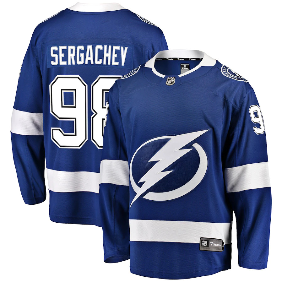 Men's Tampa Bay Lightning #98 Mikhail Sergachev Blue Home Player Jersey